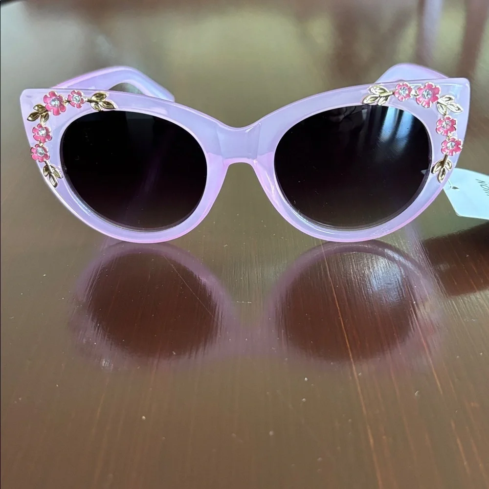 Cat Eye Metal Flowers, Pjnk frame, black /lens, 400% UV protect retro sunglasses